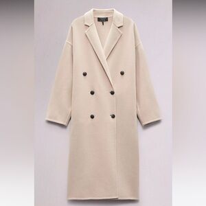 Rag and Bone Thea Long Wool Coat Cream - Size Med.  NWOT